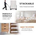 4 Pack White Folding Chairs, Portable Stackable Commercial Foldable Chair,Indoor Outdoor Plastic Folding Chair for Events/Office/Home/Wedding/Party, 400lbs Capacity