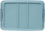 Hefty 18 Quart Hi-Rise Storage Bin with Lid, Stackable Plastic Container for Home, Office, and Classroom Organization, 8 Pack, Smoke Blue