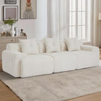 101.65” Modular Sectional Couch for Living Room, 3-Seater Cloud Sofa with Deep Seat, Woven Texture Upholstery Boneless Couch, No Assembly, Beige