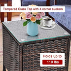 COSTWAY 3 PCS Patio Furniture Set, Outdoor Wicker Conversation Set with Tempered Glass Coffee Table, Seat Cushions, Rattan Wicker Chairs for Poolside Balcony Porch Backyard, Red