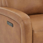 Watson & Whitely Power Recliner Chairs for Adults, Zero Wall Recliners W Power Headrest Type-C Charger, Small Faux Leather Home Theater Seating for Living Room & RV, Cognac Brown