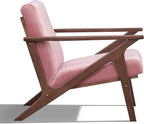 Zola Mid Century Modern Accent Chair Arm Chair: The Perfect Reading, Living Room, and Bedroom Chairs for Modern Home Furniture Use! Solid Wood Frame, Blush Velvet/Walnut