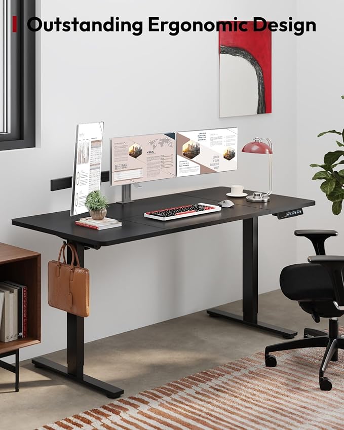 SANODESK Standing Desk Height Adjustable Electric Stand up Desk 79x32 Inches Sit Stand Home Office Desk with Splice Board, Black Frame/Black Top