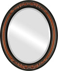 OVALCREST Oval Beveled Wall Mirror for Home Decor - Florence Style - Vintage Walnut - 24" x 20"