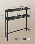 VASAGLE Console Table, 2-Tier Narrow Sofa Table with 2 Shelves, 7.9 x 31.5 x 31.5 Inches, for Living Room, Hallway, Entryway, Charcoal Gray and Ink Black ULNT130B22V1