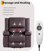 GarveeHome Power Lift Recliner Chair - Heat and Massage, PU Leather Electric Lift Recliner for Elderly & Mobility Impaired, Adjustable Back and Legs, Heavy Duty Lift Chair for Seniors