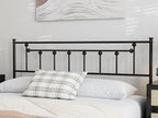 Metal Queen Size Headboard, Victorian Farmhouse Style, Easy Assembly, Steel Headboard Only for Bedroom - Black