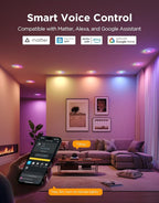 Govee Smart Recessed Lighting 6 Inch, Matter RGBIC LED Recessed Light Work with Alexa, Google Assistant, Dimmable 1100LM Canless Downlight with Junction Box for Living Room, Bedroom, Kitchen 4 Pack