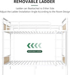 Metal Bunk Bed Twin Over Twin, Industrial Bunkbeds Heavy Duty Bed with Safety Guard Rails and Space-Saving Design, Steel Bed for School, Bedroom (White)