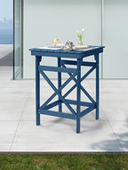 HDPE Outdoor Bar Table, 41" Adirondack Outdoor Bar Height Table, All Weather HDPE High Top Pub Table, Square HDPE Patio Bar Tables for Balcony, Deck, Backyard, Poolside, Navy