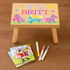 Let’s Make Memories Personalized My Own Name Step Stool - Children’s Step Stool - Sturdy Wood – Non-Toxic Paint, Sealer - Jungle Design - Gray - 14’Wx9.25”Lx8.75”H - Ages 3+