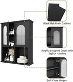 CJL Bathroom Wall Cabinet with Fluted Door, 23.6'' x 29.5'' Medicine Cabinet, Over The Toilet Storage Cabinet, Black