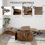 EDILLY Large Genuine Leather Power Lift Recliner Chair for Elderly, Dual Motor with Massage and Heating,with Double Lumbar Cushion and Extended Footrest,USB Port and Remote(Ocher)