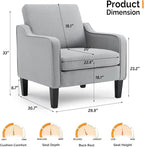 VINGLI Accent Chairs for Living Room, Line Comfy Upholstered Sofa Chair Mid Century Modern Armchair for Bedroom, Home Office, Small Spaces, Apartment