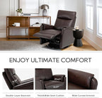 COLAMY Leather Swivel Recliner Chair with Footrest, Rocker Recliner Chair High Back with Double-Layer Cushion, Glider Recliner for Nursery & Living Room, Bedroom, Chocolate