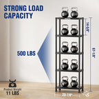 WORKPRO 5-Tier Plastic Storage Shelves, 500lb Capacity Shelving Unit, 67.1" H x 23.9" W x 12" D, Storage Rack for Garage, Home, Pantry, Office, Laundry, Tool-Free Assembly, Black