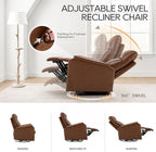 COLAMY Leather Swivel Recliner Chair with Footrest, Rocker Recliner High Back with Double-Layer Cushion, Glider Recliner for Nursery & Living Room, Bedroom, Cocoa