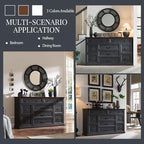 Farmhouse 9 Drawers Dresser for Bedroom, 60" Wide Wood Rustic Chest of Drawers, Large Storage Dressers Organizer for Bedroom, Living Room, Hallway, Dining Room, Dark Grey