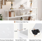 Tribesigns 70.9-Inch Extra Long Console Table, 3-Tier Industrial Sofa Table with Metal Frame, Modern Behind Couch Table with Storage Shelves for Living Room Entryway Hallway Foyer (White)