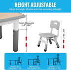 UNICOO Kids Table and Chairs Set, Height Adjustable Toddler Study Table and Chairs, Arts & Crafts Table, Suitable for Ages 2-10, Childrens Activity Table, Preschool Furniture (BY-60-MGY)