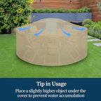 Easy-Going Round Patio Furniture Cover Waterproof Outdoor Dining Table and Chair Cover Anti-UV Outside Sectional Sofa Set Covers (72"DIA x 28"H, Camel)