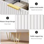 5 Drawers Dresser for Bedroom, 47" Tall Modern Chest of Drawers with Gold Handle, Fluted Wood Dresser for Bedroom, Living Room, Hallway, Entryway, White