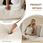 WJShome Modern Sectional Sofa 134 Inch 4-Seater Cloud Couch with Chenille Deep Seat Couches for Living Room, Bedroom and Apartment，Beige