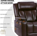 EONIX Dual Motor Oversized Power Lift Recliner Chair for Elderly, 400lbs Heavy Duty Faux Leather Recliner with Massage and Heat, Big and Tall Lay Flat Lift Chair with Cup Holders, SLRY006, Dark Brown