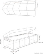 SIMPLIHOME Kingsley 48 inch Wide Transitional Rectangle Large Storage Ottoman in Distressed Black Vegan Faux Leather, Assembled for the Living Room, Entryway and Family Room