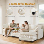 111.4" Cloud L Shaped Sectional Couch with Ottoman｜Modular Chenille Sofa with 29.1" Deep Seat｜FSC Solid Wood Frame｜Easy Assembly & 1YR Guarantee｜for Living Room Bedroom Apartment