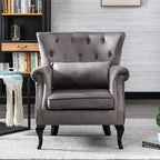 chairus Mid-Century Modern Accent Chairs Set of 2, Comfy Tufted Single Sofa Chair Wingback Armchair with Pillow for Club, Living Room, Bedroom - Velvet, Grey