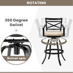 Pellebant 30" Sunbrella Outdoor Bar Stools 8 Pack, Aluminum Swivel Patio Bar Height Bar Stools with Back & Footrest, for Deck Lawn Garden(Canvas Antique Beige)