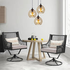 JOIVI Outdoor Swivel Patio Chair Set of 2, Rattan Dining Chairs with Armrest and Cushions, Outdoor Swivel Chair with Iron Frame for Garden, Lawn, Porch, Balcony