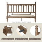 Queen Size Bed Frame with Headboard & Footboard, Solid Wood Platform Design, Center Metal Legs with 12 Durable Slatted Base, No Box Spring Needed, Anti-Slip & Noise-Free, Barnwood Finish, WCQ-30
