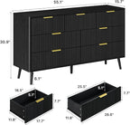 LYNSOM Fluted Dresser and Nightstand Sets 4 Piece, 2-Drawer Nightstands and 5/6 Drawers Dresser, Wood Bedroom Furniture Set for Home, Bedroom, Hallway, Black