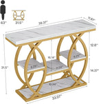 Tribesigns 39.4" Console Table, Industrial 4-Tier Sofa Table Entryway Table with Storage Shelves, Narrow Wood Accent Tables with Metal Frame for Small Spaces, Hallway, Foyer, White Gold