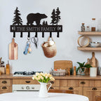 Personalized Key Holder for Wall, Custom Metal Black Bear Coat Hook Key Holder with Name, Metal Key Rack Hanger Organizer for Entryway, Front Door, Hallway, Kitchen, Office Decor