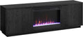 Henn&Hart Rectangular TV Stand with 26" Crystal Fireplace for TV's up to 78" in Black Grain, for Home, Living Room, Bedroom, Entertainment Room, Office