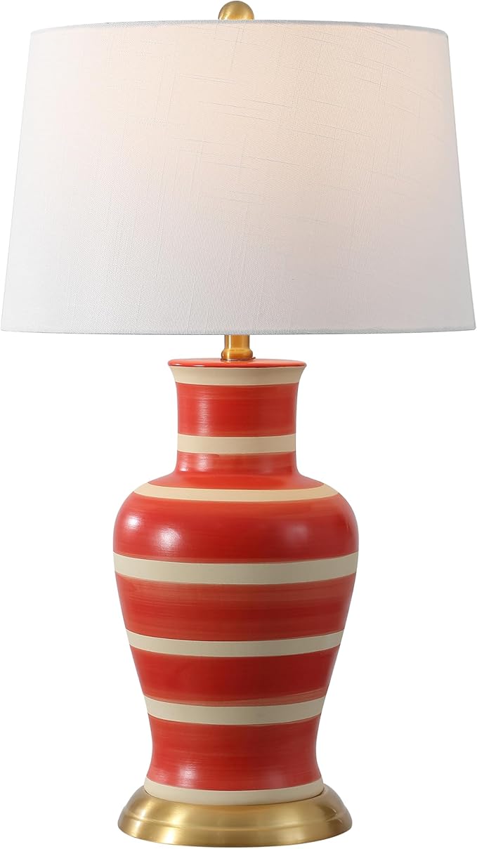 JONATHAN Y JYL4026K Julian 29" Traditional Classic Ceramic Urn LED Table Lamp, Red/Beige for Bedroom, Living Room, Kitchen, Home Office