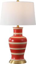 JONATHAN Y JYL4026K Julian 29" Traditional Classic Ceramic Urn LED Table Lamp, Red/Beige for Bedroom, Living Room, Kitchen, Home Office