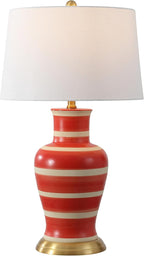 JONATHAN Y JYL4026K Julian 29" Traditional Classic Ceramic Urn LED Table Lamp, Red/Beige for Bedroom, Living Room, Kitchen, Home Office