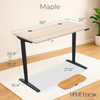 UPLIFTDESK V2 2-Leg Maple Laminate Wood Standing Desk – Adjustable Height, Advanced 1-Touch Memory Keypad, Under Desk Cable Management, Wire Grommets & Rocker Board (Black C-Frame, 60 x 30 inch)