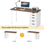 Tribesigns Computer Desk with 5 Drawers, 47 inches Rustic Brown Home Office Desk with Storage, Modern Simple Laptop Desk Study Writing Table for Small Spaces (Reversible Drawer Cabinet)