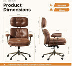 Mid-Century Modern Office Chair, Home Office Desk Chair with Adjustable Lumbar Support, Thickened Cushion Executive Desk Chair with 360 Rolling Swivel for Meeting Game Study Room(Dark Brown)