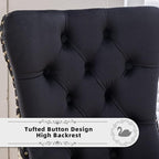 Velvet Upholstered Dining Chairs Set of 8, Modern Style Kitchen Side Chairs with Nailhead Trim and Wood Legs,Metal Pulling Ring for Dining Room Living Room(Quadrangular Star&Black)
