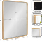 Kate and Laurel McLean Modern Wood Round Rectangle Wall Mirror for Mid-Century Home Décor, 24x30, Natural