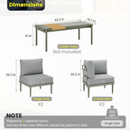Sundale Outdoor 4 Pieces Patio Furniture Set, L-Shaped Outdoor Sectional Sofa with 6 Inch Olefin Cushion, All-Weather Modern Metal Outdoor Conversation Sets