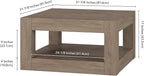 Henn&Hart 32" Wide Square Coffee Table in Weathered Gray, for Home, Living Room, Bedroom, Entertainment Room, Office