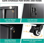 SISESOL Metal Storage Cabinet with Wheels,75 inch Tall Rolling Garage Storage Cabinet with Lock,Black Metal Cabinets with Wheels and Shelves,Deep Heavy Duty Tool Locker for Garage,Home,Office,Shop