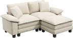 87-Inch L Shaped Sectional Sofa with Cloud Cushions, Deep Seat Modular Couch Set w/ 3 Seats & 1 Ottomans, Removable Arms, Plush Chenille Upholstery for Living Room, Apartment - Beige